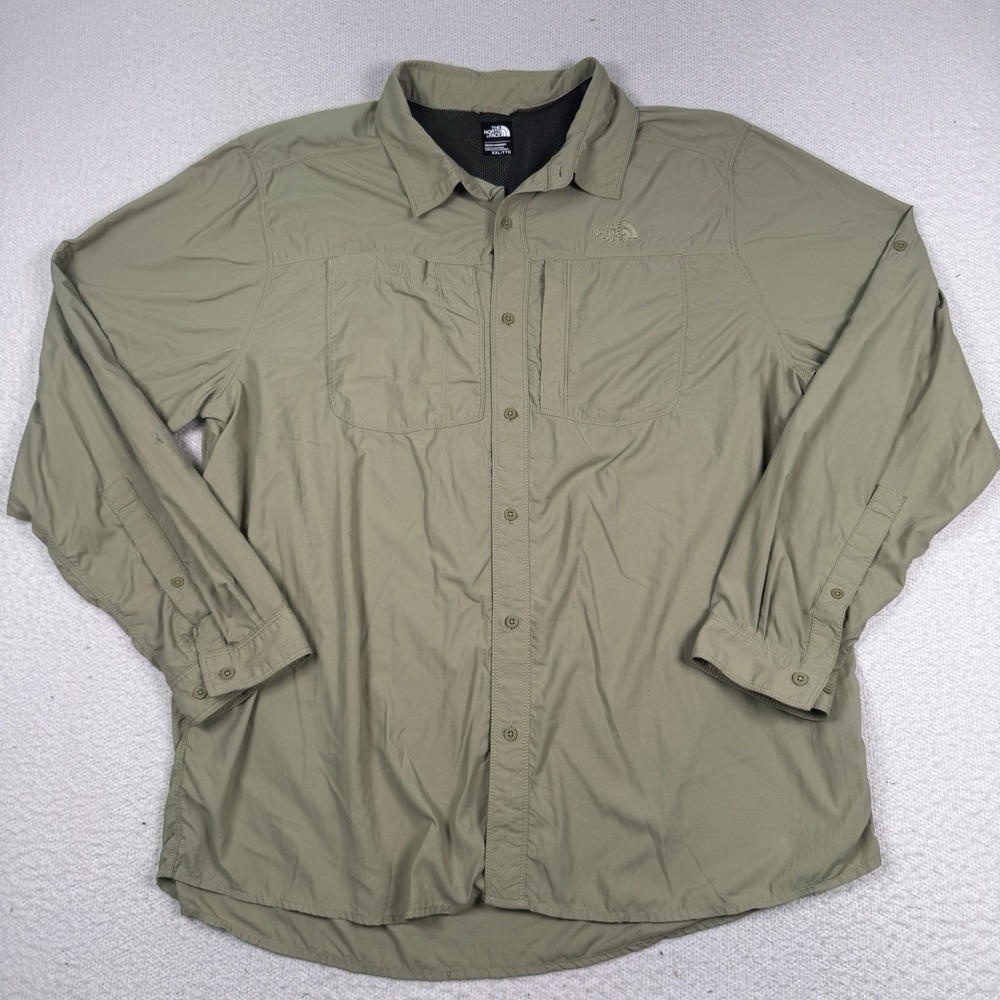 The North Face Shirt Men 2XL Ripstop Button Up Roll Tab Sleeve‎ Zip Pocket *Flaw